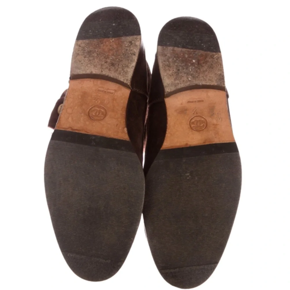 CHANEL chocolate suede